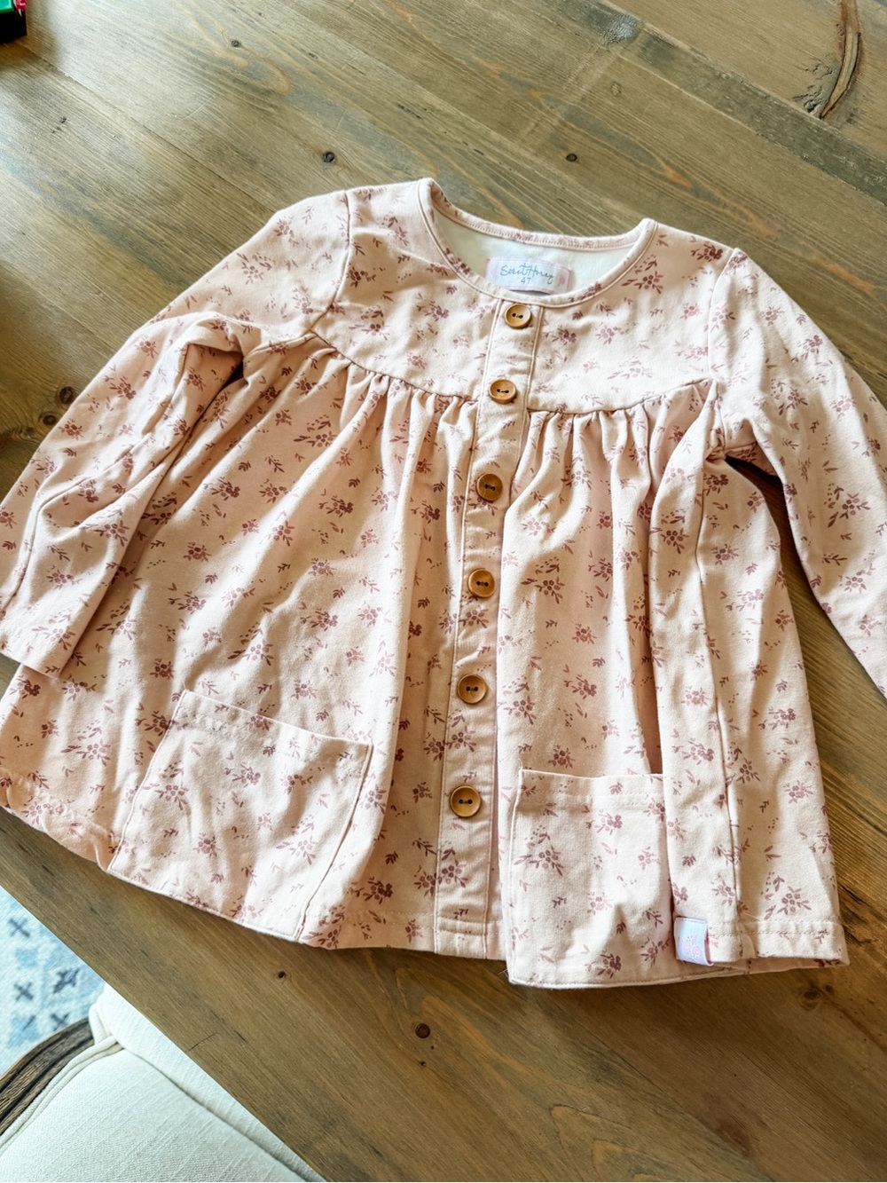 SweetHoney Dusty Pink Floral Button-Front Toddler Top